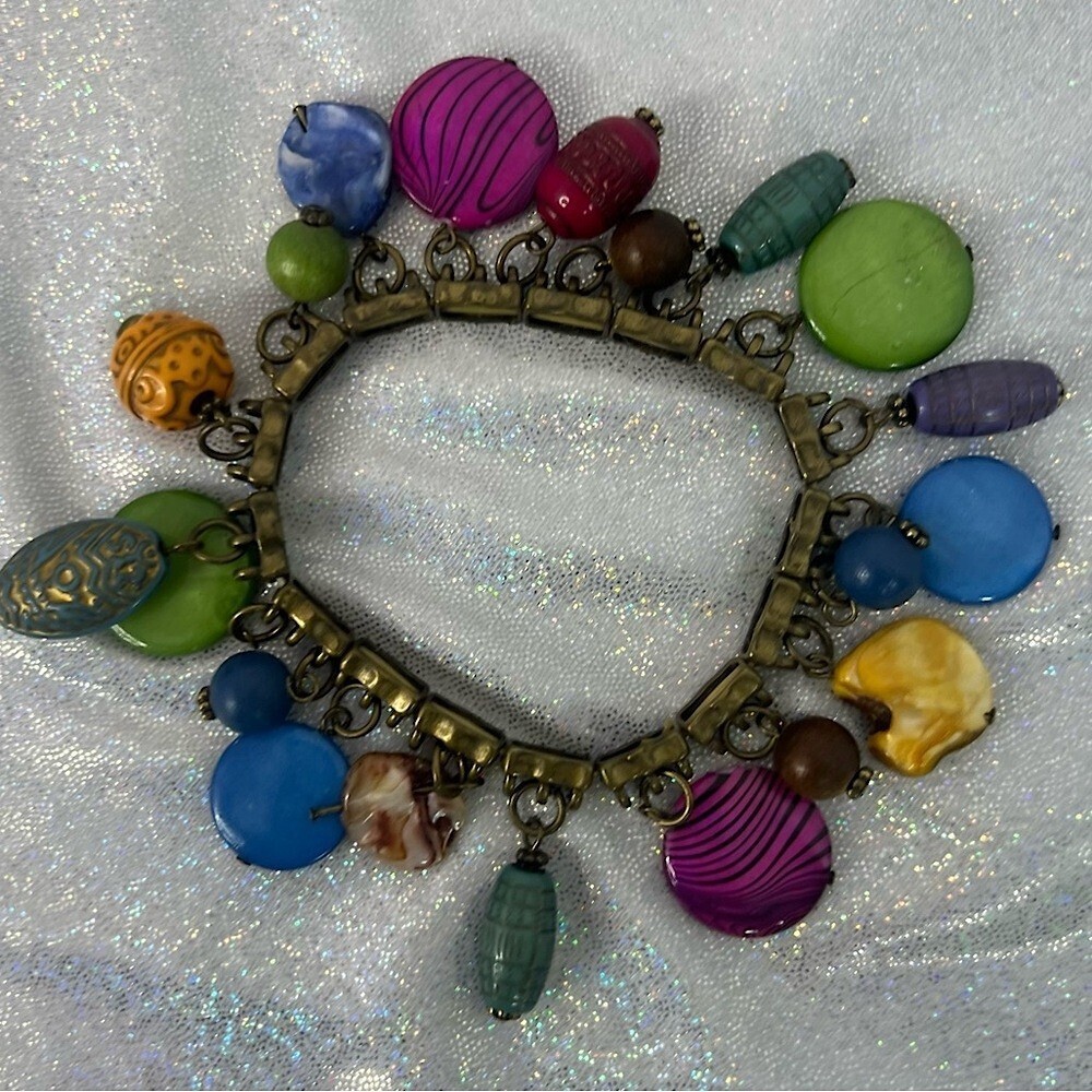 Bracelet boho dangly unique charm beaded Colorful Beaded Charm Bracelet shells🐚